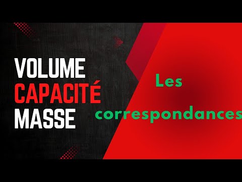 Les correspondances: volume, capacité, masse